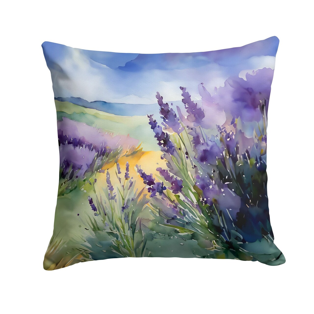 Edge Collections - 18" x 18" - Multicolor - Lavender in Watercolor Throw Pillow , Machine Washable Indoor Outdoor Decorative Pillow - 1 Piece